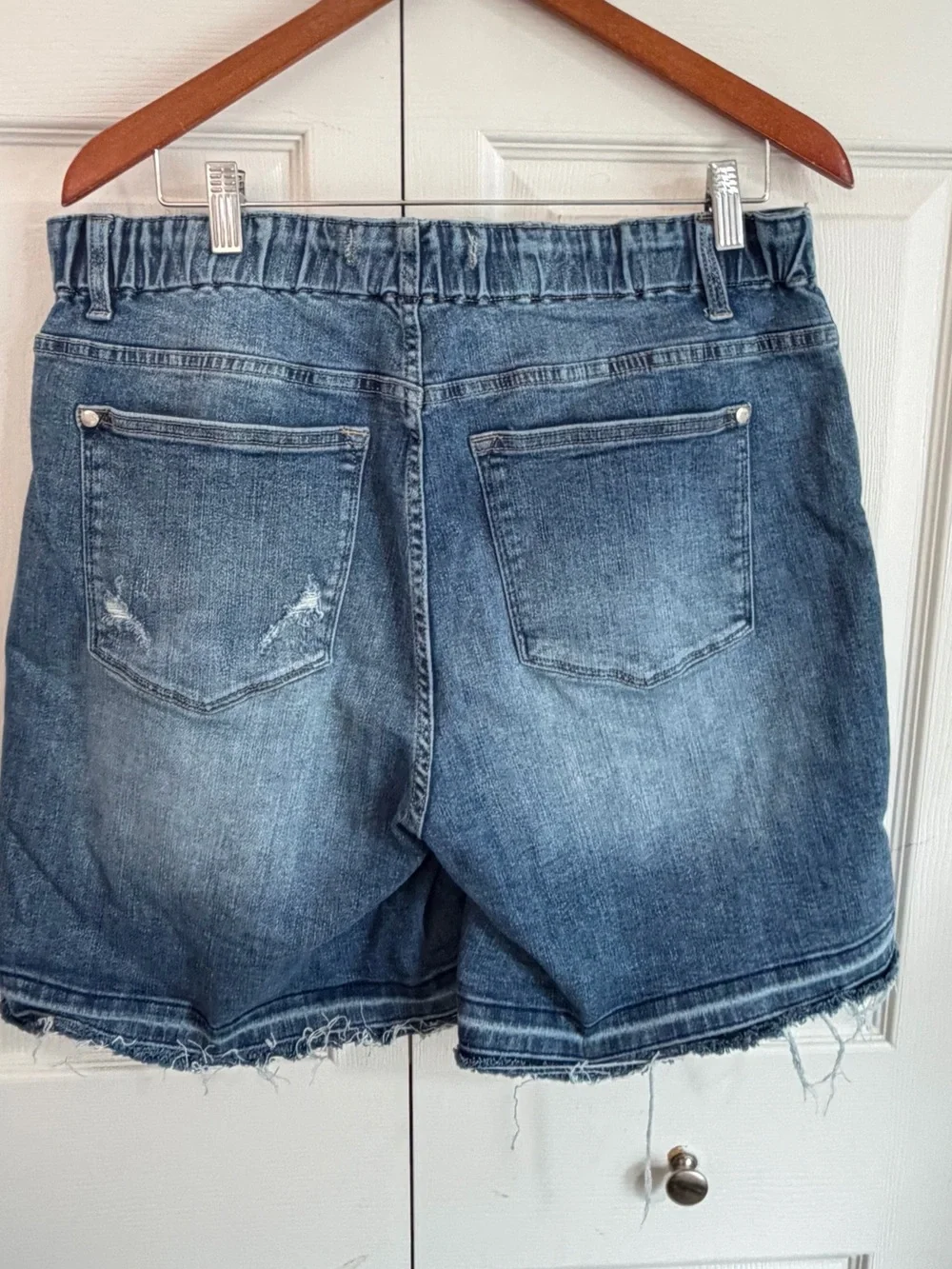 Judy Blue 1XL Denim Shorts High Rise Paperbag Waist Raw Hem Stretch Plus Size